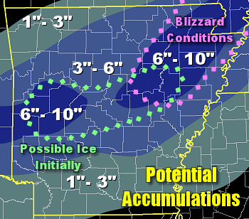 Expected conditions and accumulations posted on this website early on 12/25/2012.