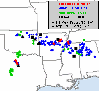 Severe weather reports on 06/12/2009.