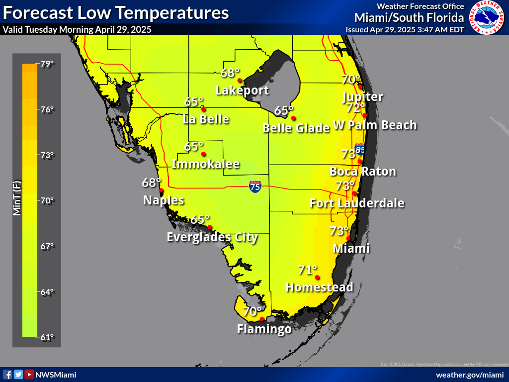 Expected Low Temperature for Night 1