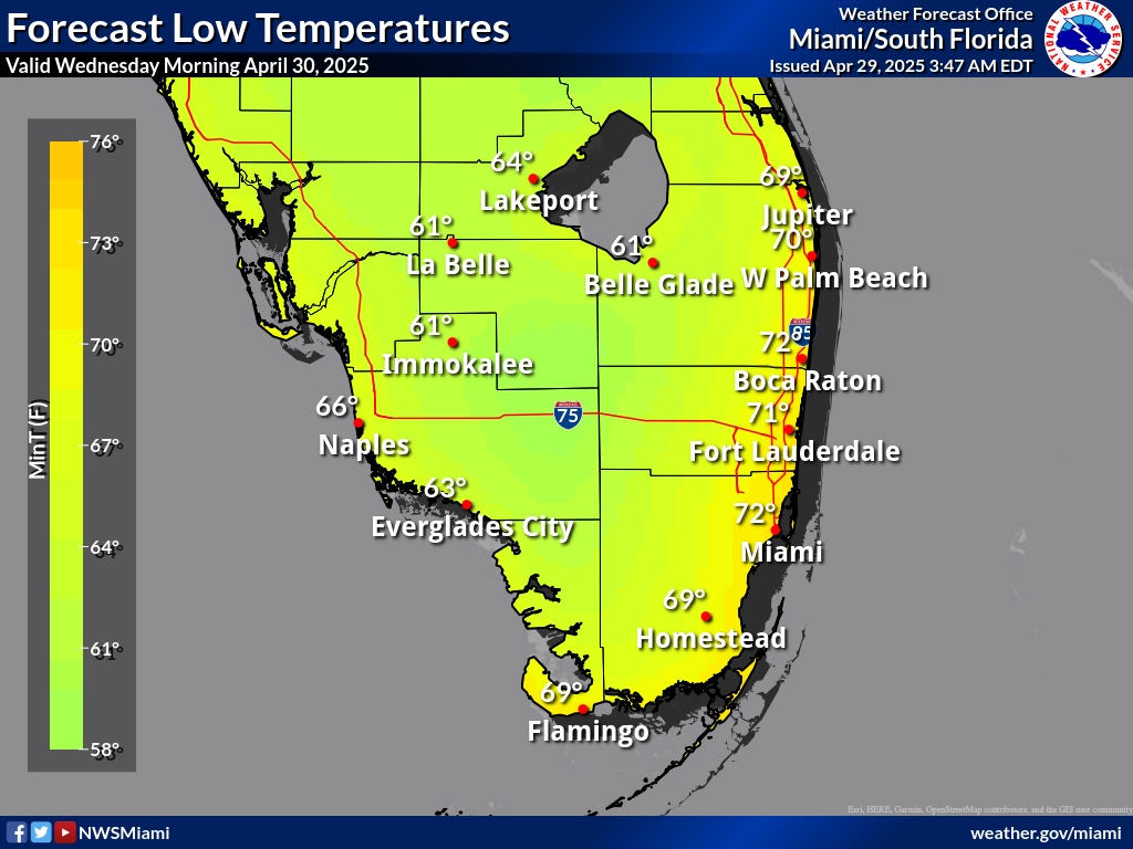 Expected Low Temperature for Night 2