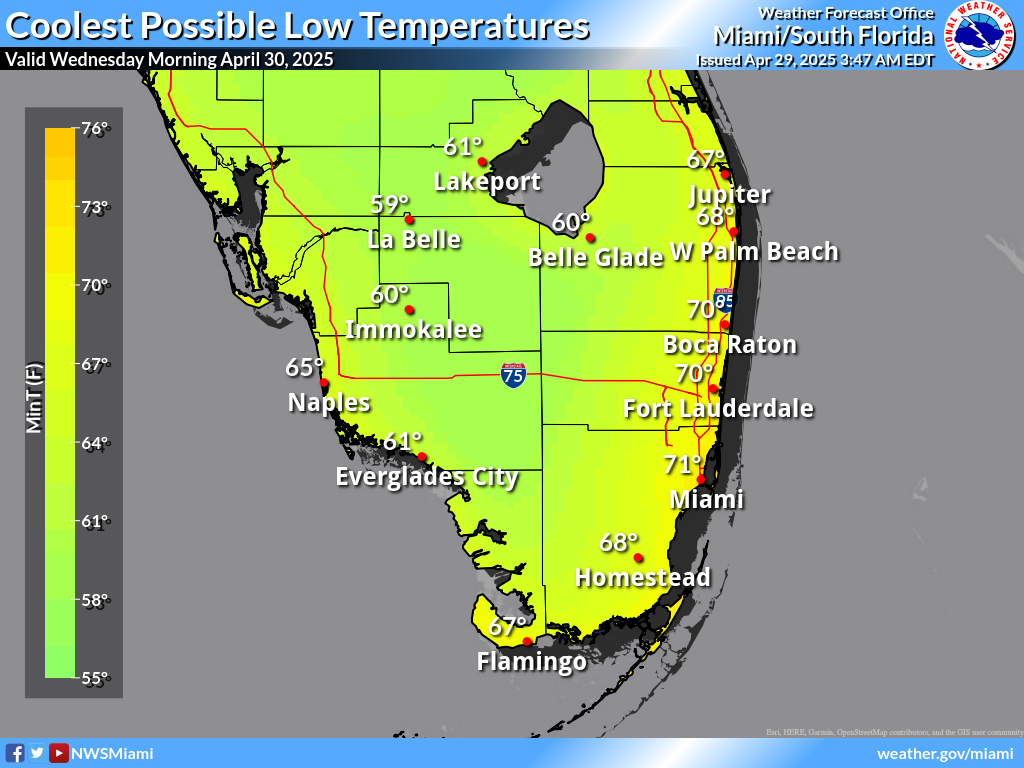Coolest Possible Low Temperature for Night 2
