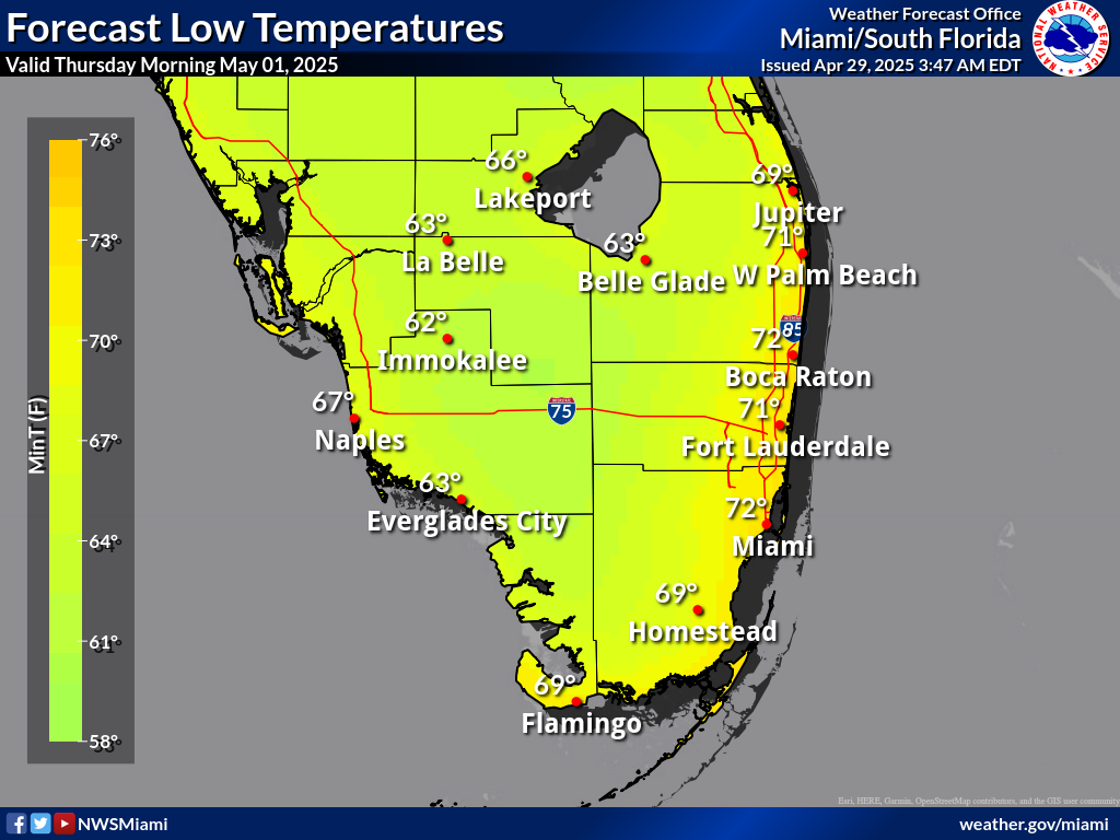 Expected Low Temperature for Night 3