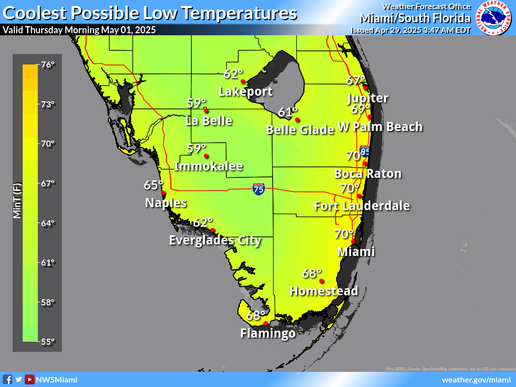 Coolest Possible Low Temperature for Night 3