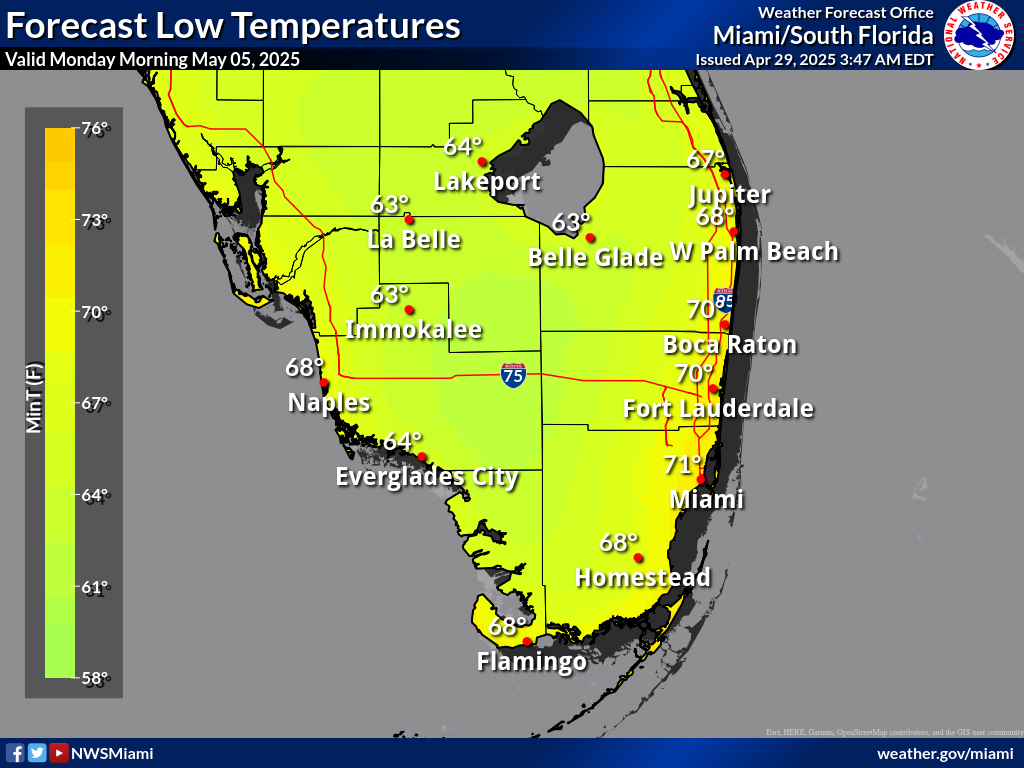 Expected Low Temperature for Night 7