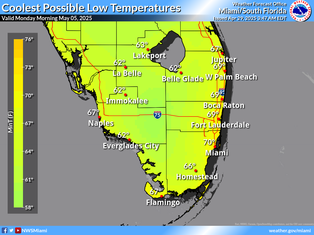 Coolest Possible Low Temperature for Night 7