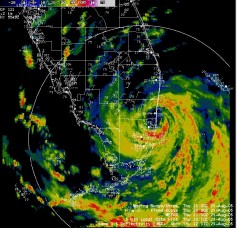 Radar image of Katrina at landfall