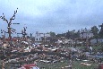 Oakfield tornado damage in the center of town