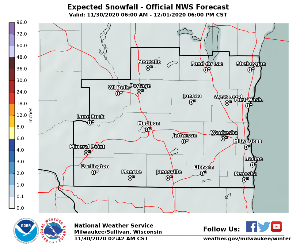 snow forecast for southeast Wisconsin