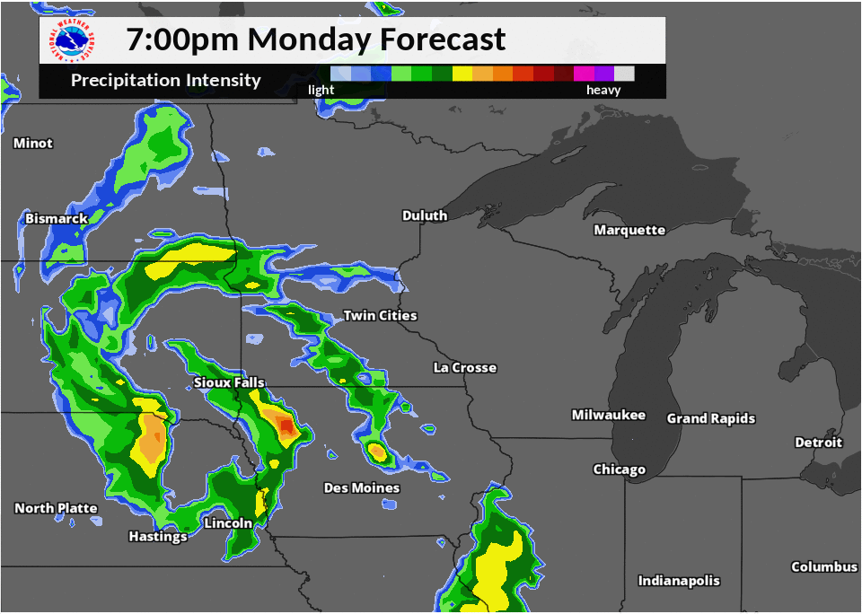 Simulated Radar for Monday Night/Tuesday