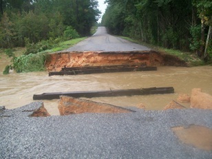 Washed out road near Lucedale MS