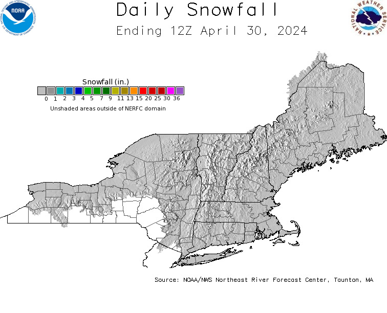 NOAA/NWS NRFC Daily Snow Fall Map