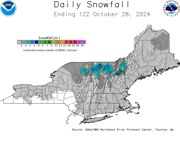 NOAA/NWS NRFC Daily Snow Fall Map