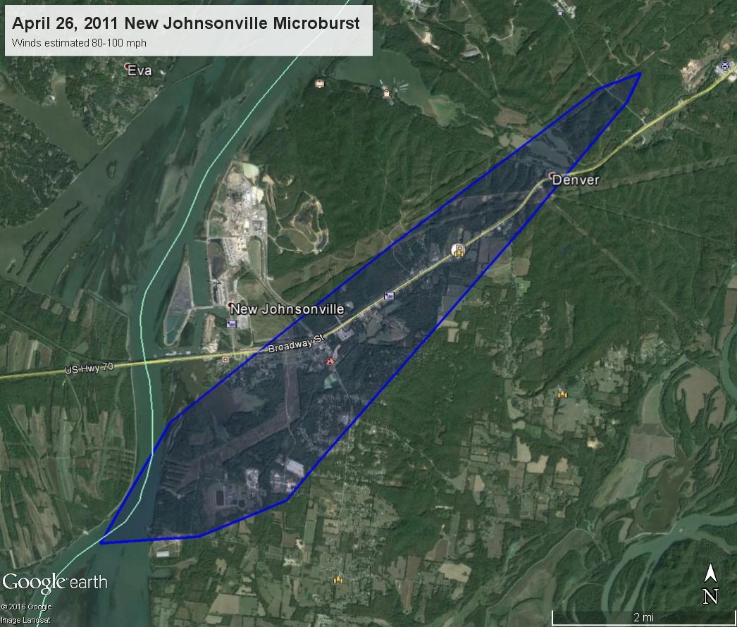 New Johnsonville Downburst map