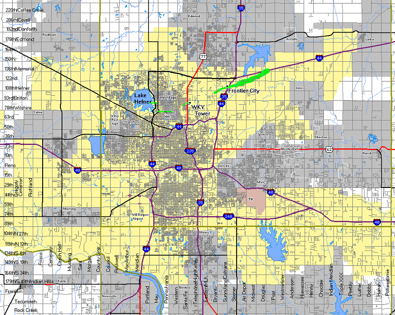 Map of June 13, 1998 Tornadoes in the Immediate Oklahoma City Area
