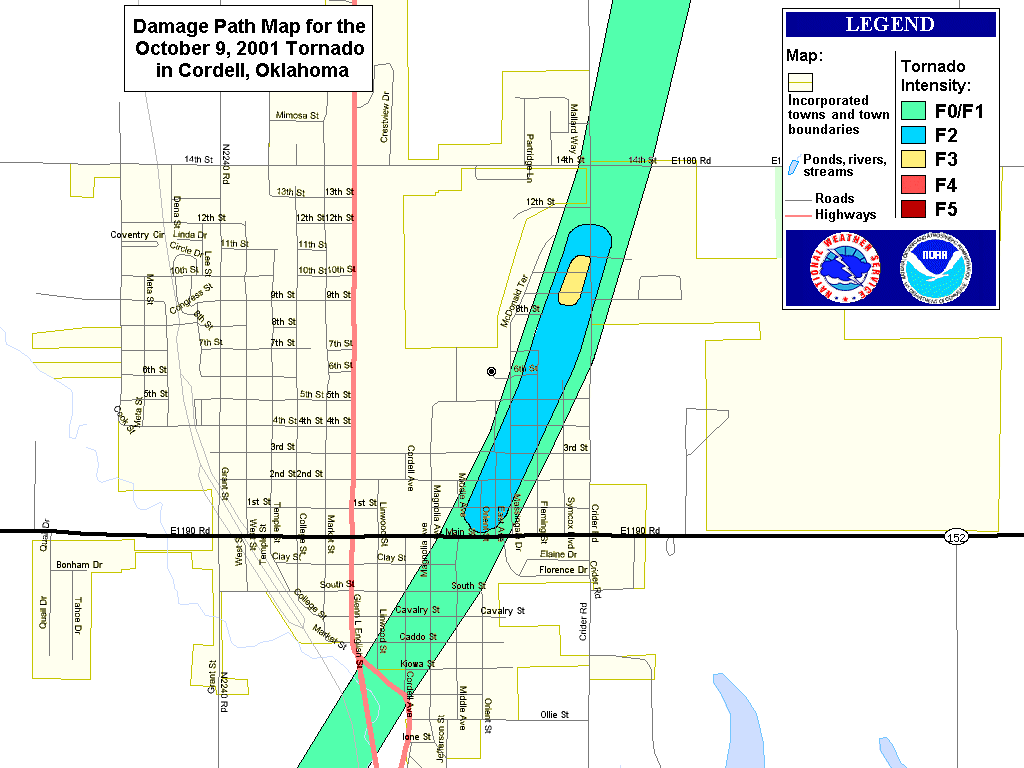 Maps and Graphics Related to the October 9, 2001 Tornado Outbreak in Western Oklahoma
