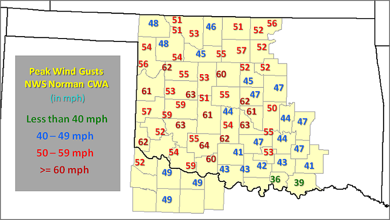 Peak Wind Gusts Associated with the December 24, 2009 Christmas Eve Blizzard