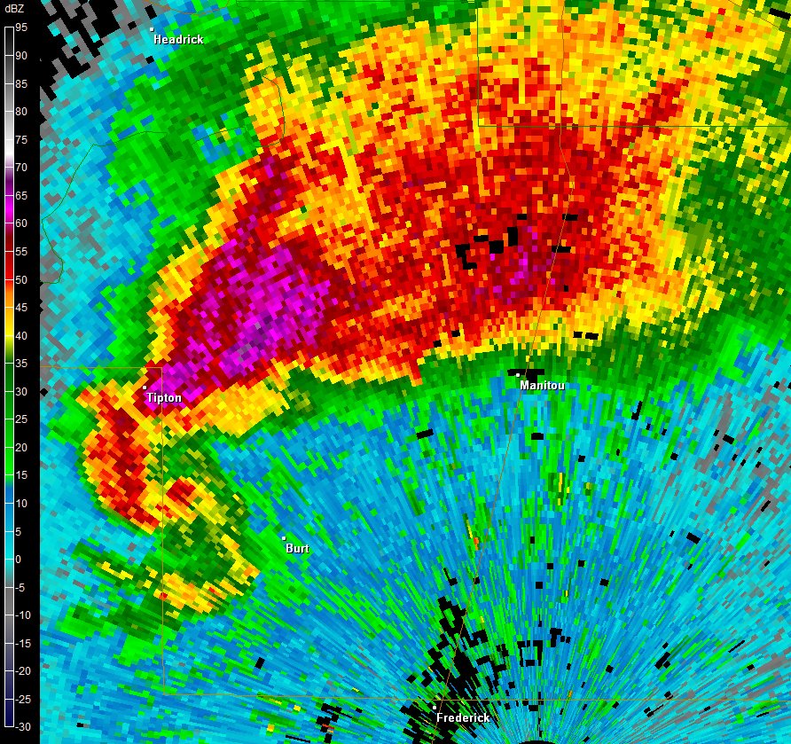 Frederick, OK (KFDR) Radar Images of Reflectivity at 3:00 PM CST on November 7, 2011 in the Tipton, Oklahoma Area