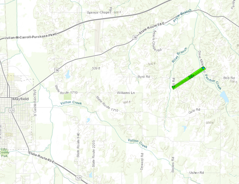 Golo tornado path map