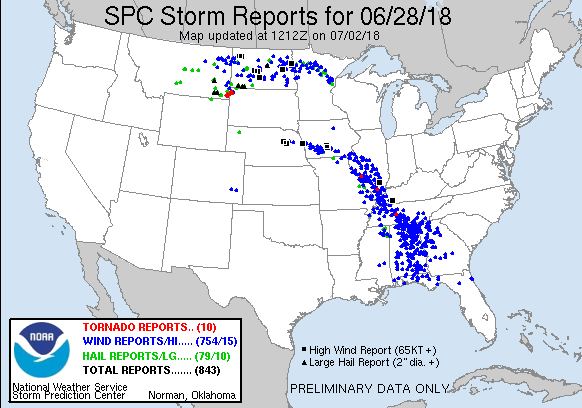 Storm reports from June 28