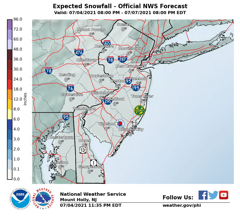 Does the National Weather Service provide rain totals by ZIP code?