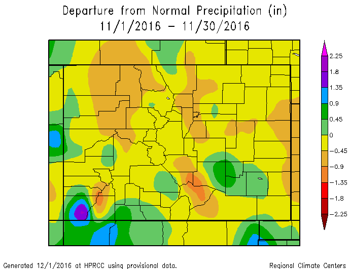 November Climate Review and December Preview for Southern Colorado