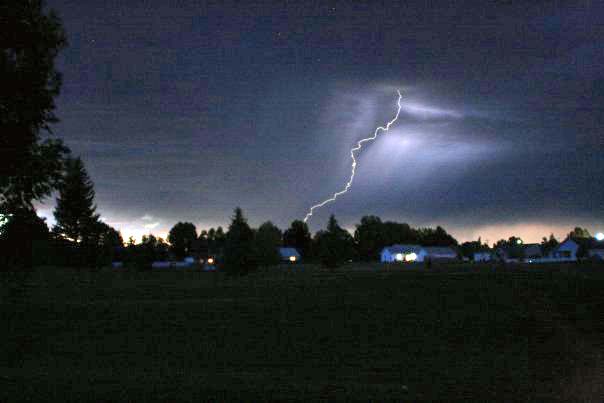 Lightning photographed near Riverton, WY