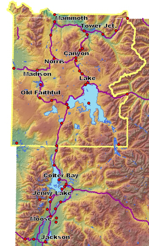 Map of Yellowstone and Grand Teton National Parks
