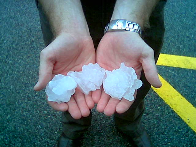 Tennis ball hail that fell in the Mink Shoals area.