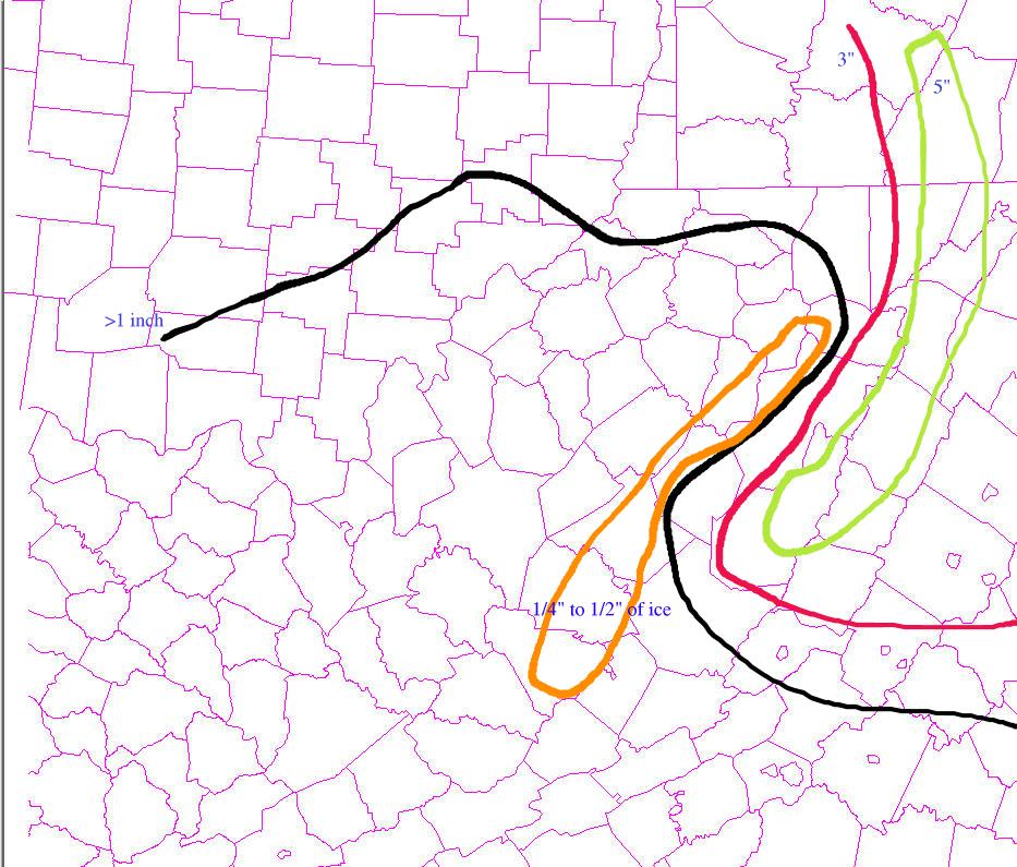 Snow Totals Dec. 8, 2005