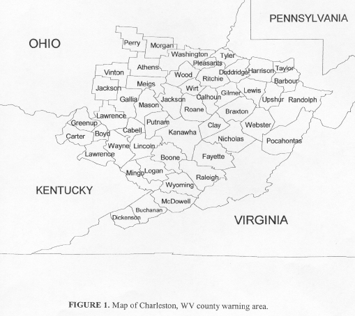 Figure 1 - Map of counties in Charleston County Warning Area