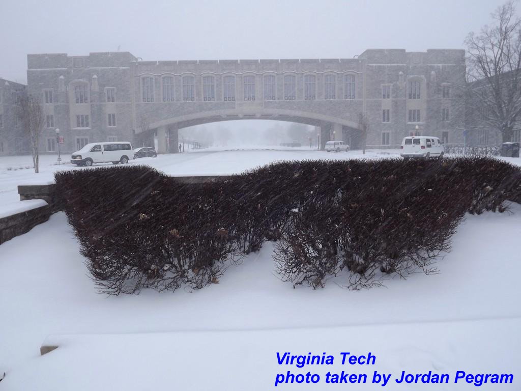 Virginia Tech campus in snow photo