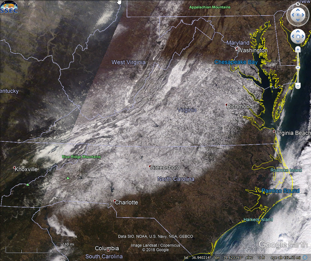 Satellite showing snow coverDecember 10th
