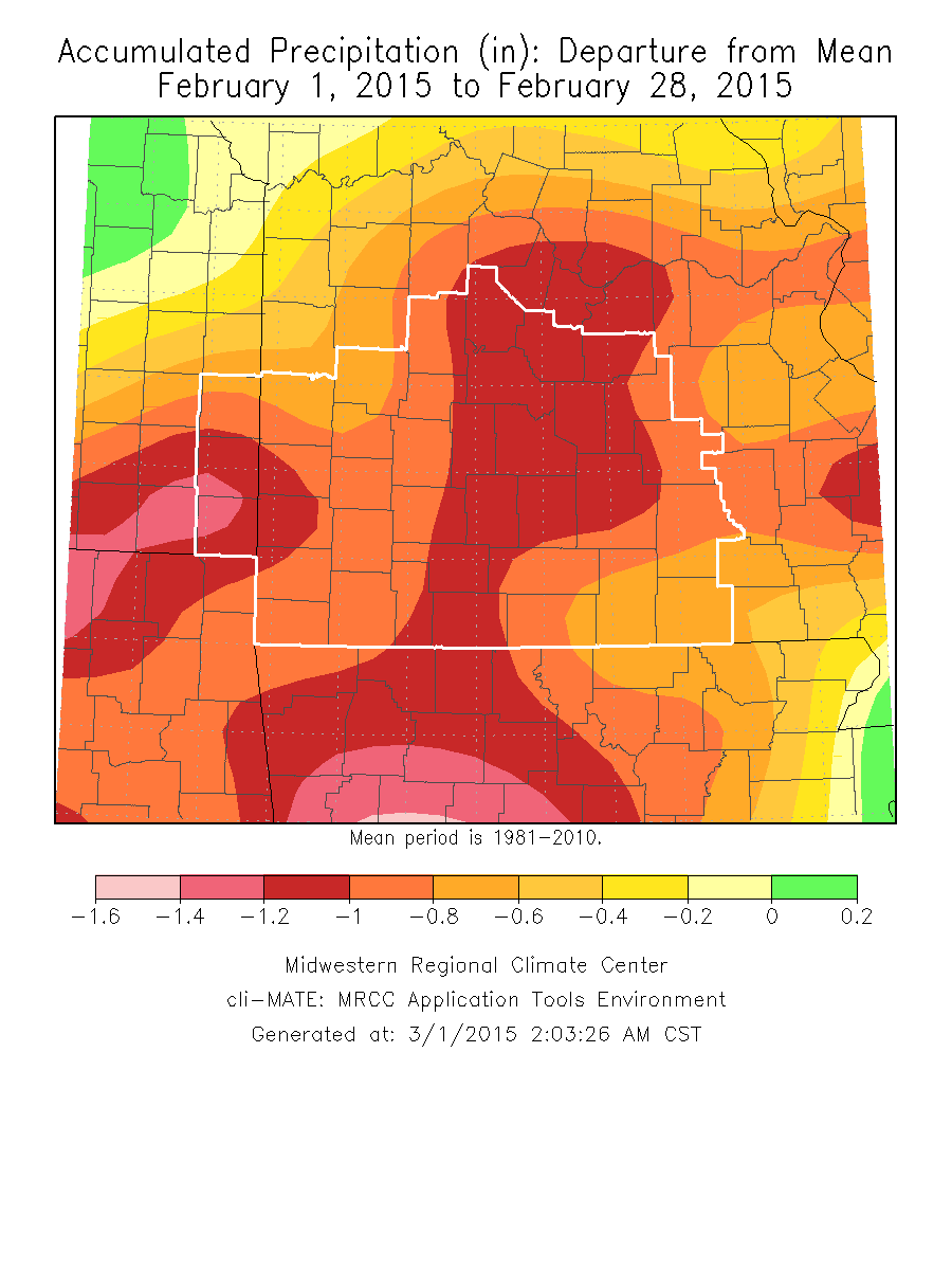 February 2015 Precipitation Departure from Normal