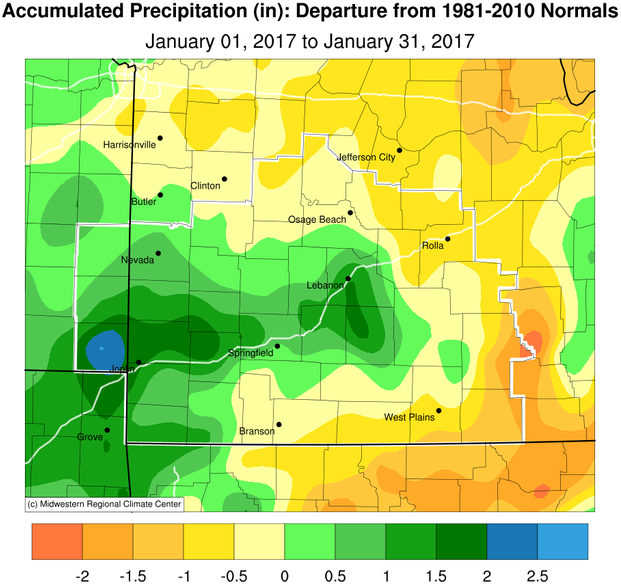 January 2017 Precipitation Departure from Normal