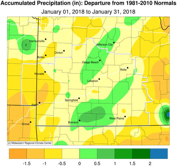 January 2018 Precipitation Departure from Normal