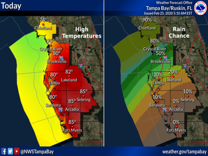 Central / SWFL Graphical Weather Forecast For Today
