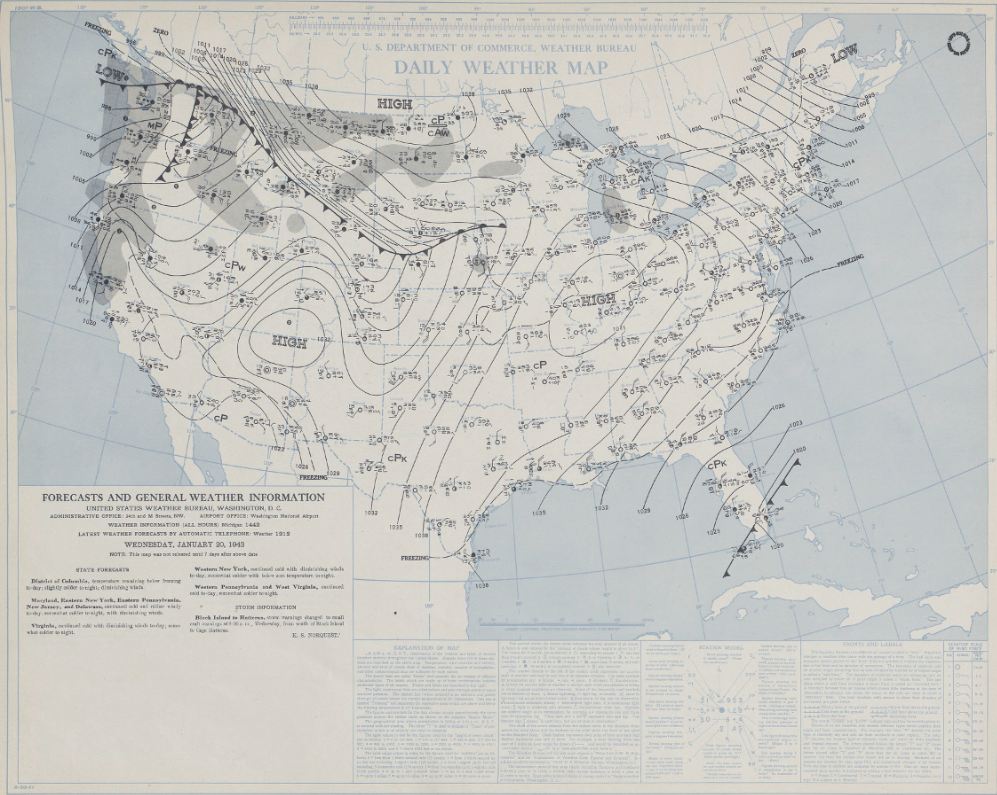Daily Weather Map from the morning of January 20, 1943