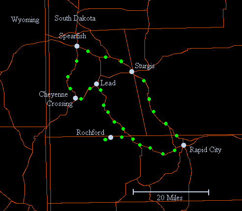 Map showing the northern Black Hills.