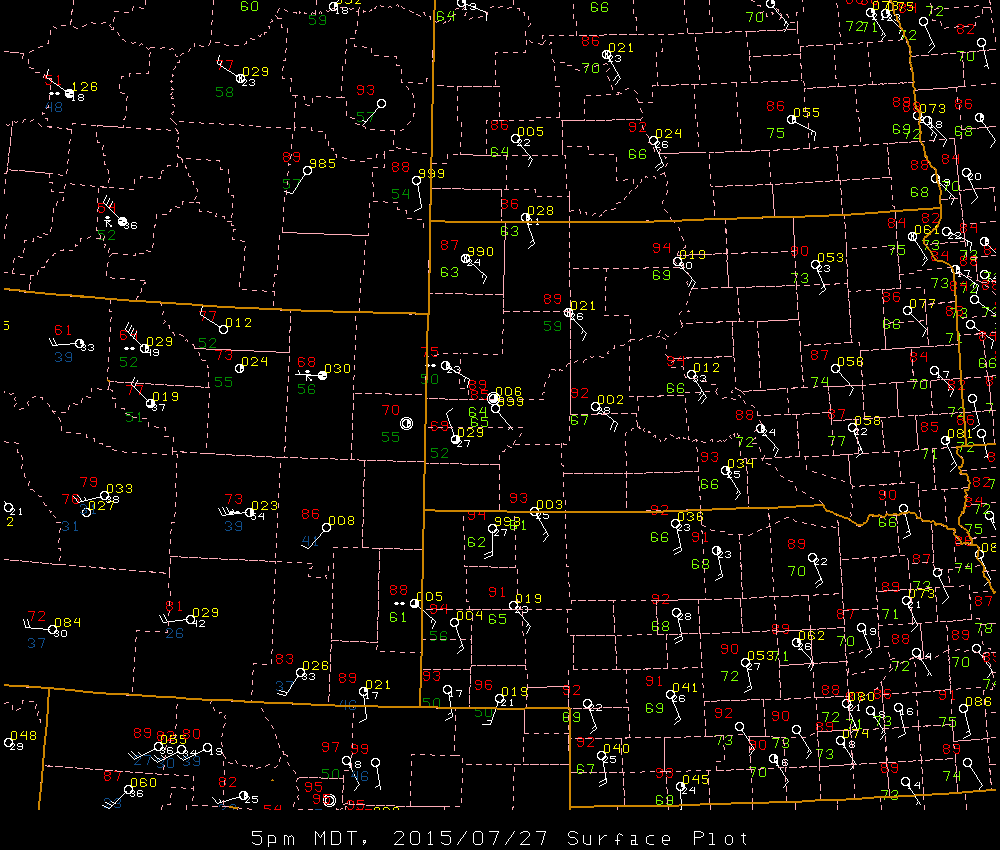 Surface map valid 5 pm MDT 27 July 2015