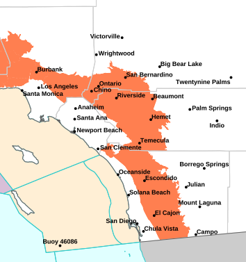 Click image to go to the Official National Weather Service detailed forecast page for San Diego County