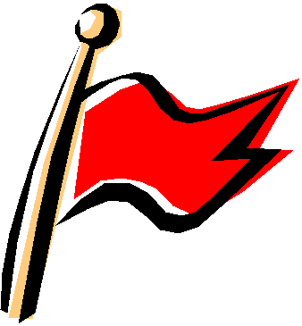 Cartooon image of a red flag