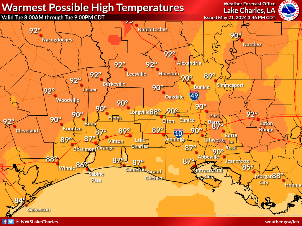 Warmest Possible High Temperature for Day 1