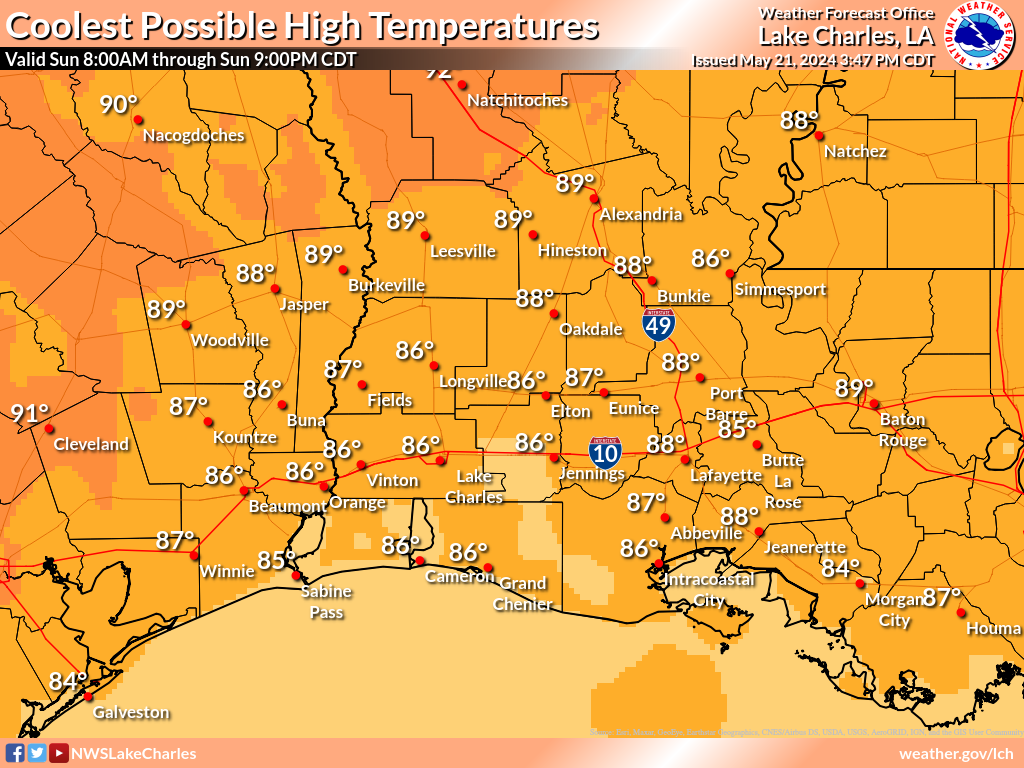 Coolest Possible High Temperature for Day 6