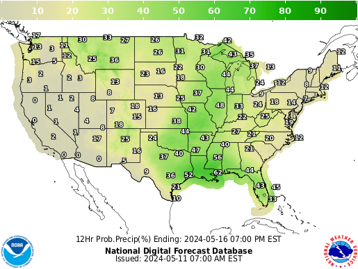 United States 120 to 132 Hour Precipitation Probability