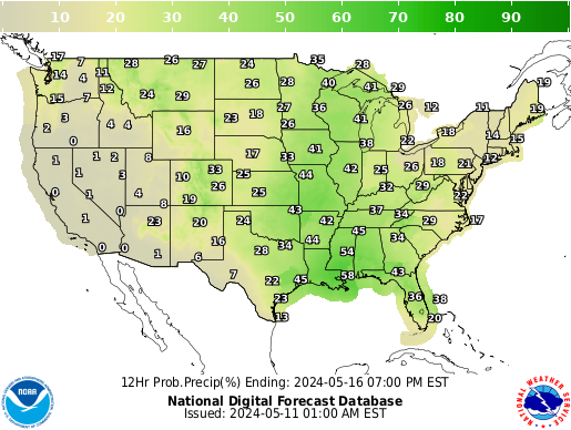 United States 132 to 144 Hour Precipitation Probability