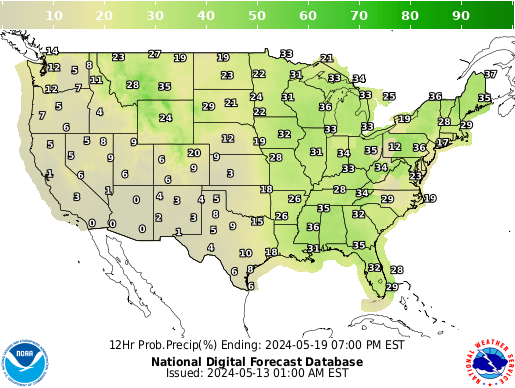 United States 156 to 168 Hour Precipitation Probability