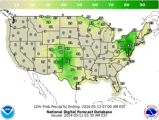 United States 24 to 36 Hour Precipitation Probability