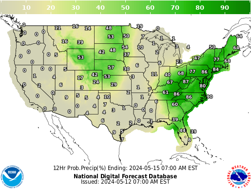 United States 60 to 72 Hour Precipitation Probability