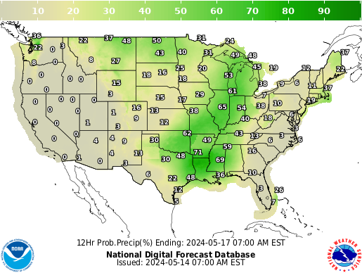United States 72 to 84 Hour Precipitation Probability