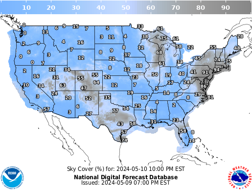United States 30 Hour Cloud Cover Forecast